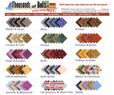 Thousands of Bolts offers a selection of over 6000 first quality quilt shop fabrics.
